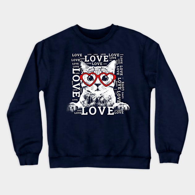 Cat Kitten lover Cute Valentine Gift Crewneck Sweatshirt by CreativeSalek